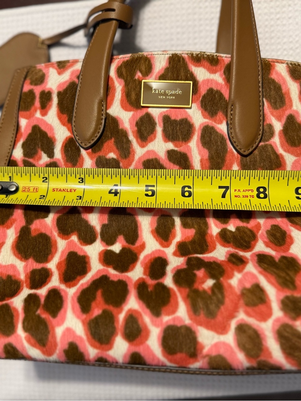 kate spade Pink and Brown Leopard Print Tote with Tan Trim - Picture 5 of 6